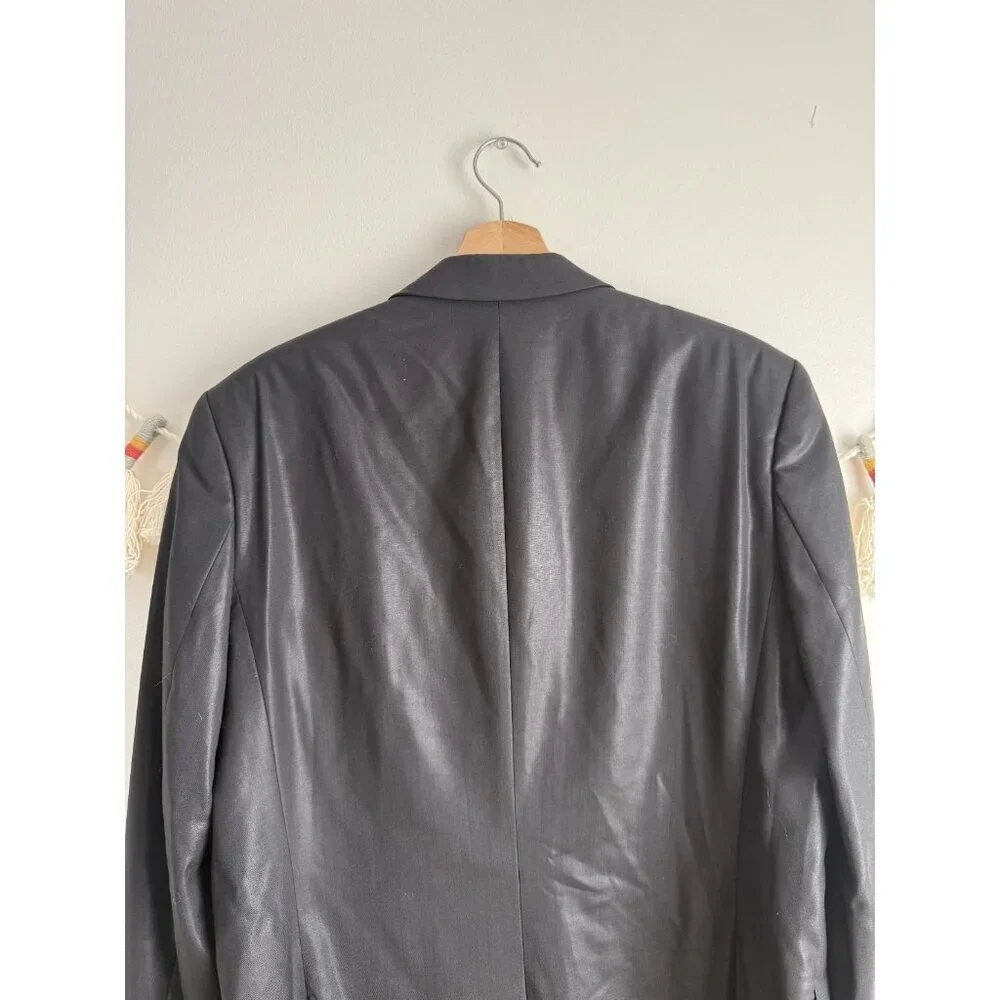 Hugo Boss Satin Virgin Wool Single Breasted Structured Blazer Black Formal 44R